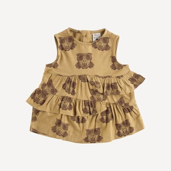NWT Kate Quinn Patina Owl Ruffle Tiered Top 6Y - Picture 1 of 3